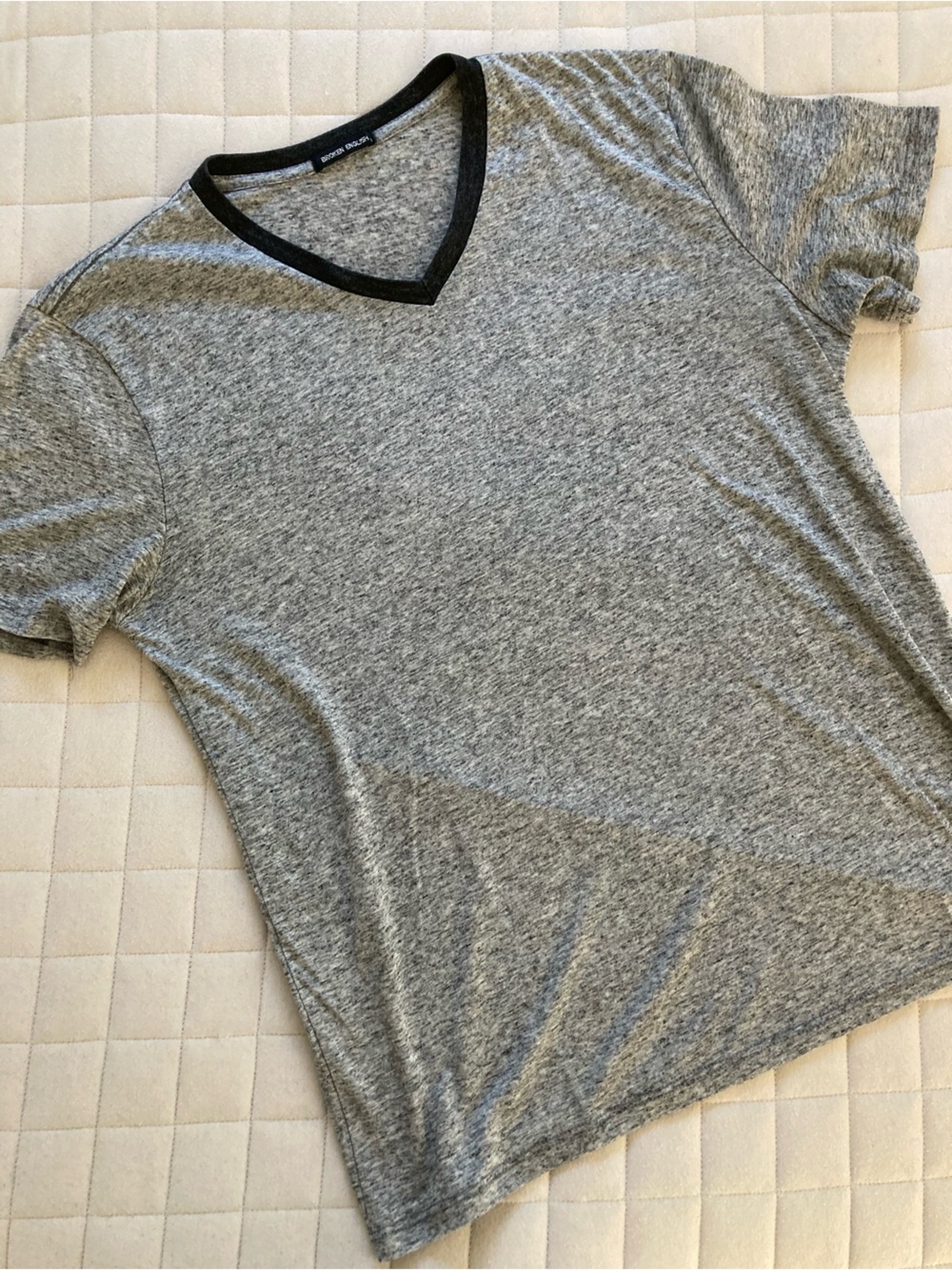 Men's V-Neck Short Sleeve Tee - Heather Gray by